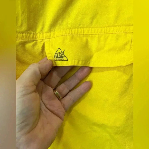 True vintage Logo Mens button down 1980's FORENZA neon yellow OXFORD-M - Picture 6 of 8